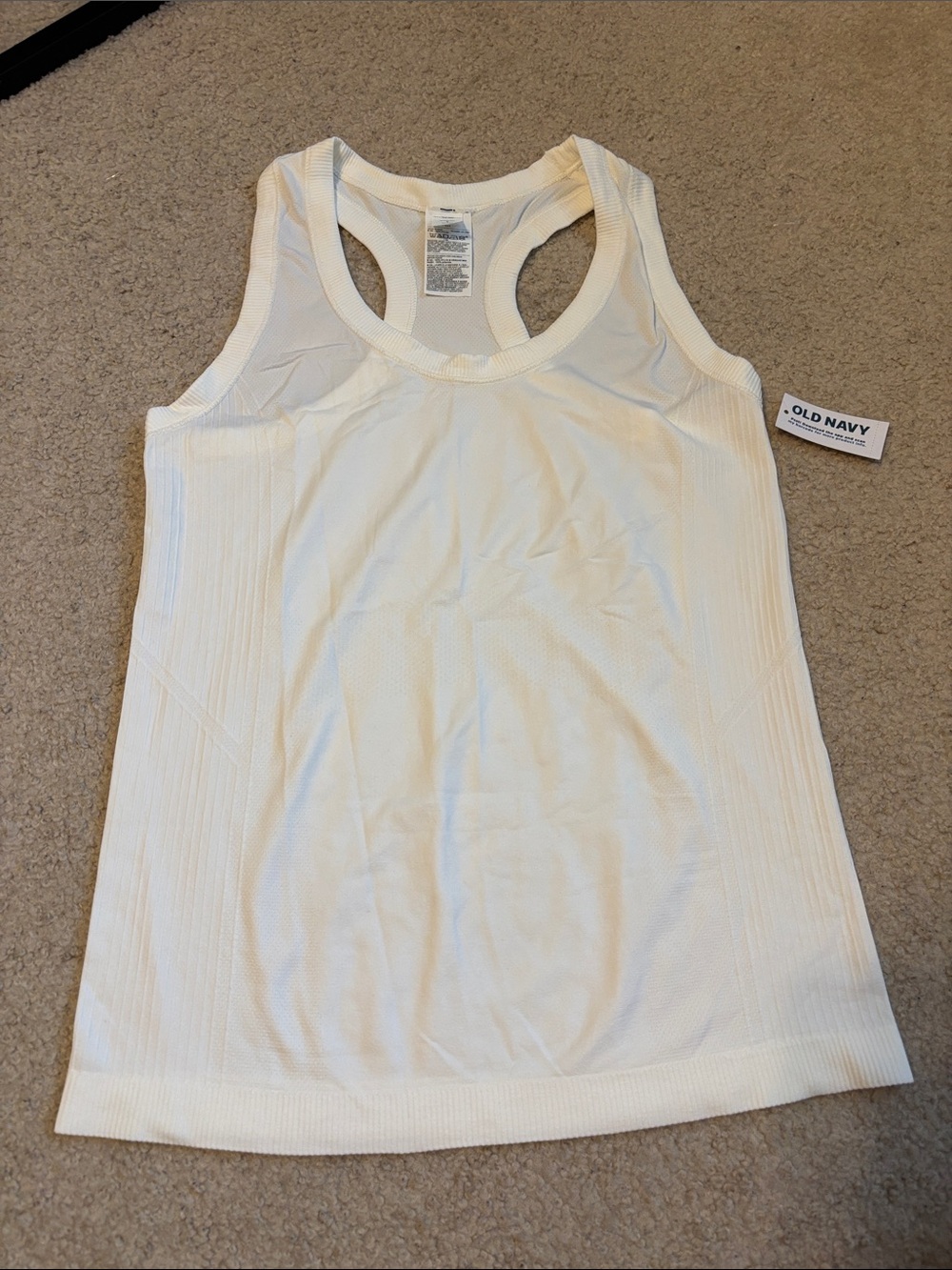 Old Navy White Ribbed Racerback Tank — Lightweight Athletic Style